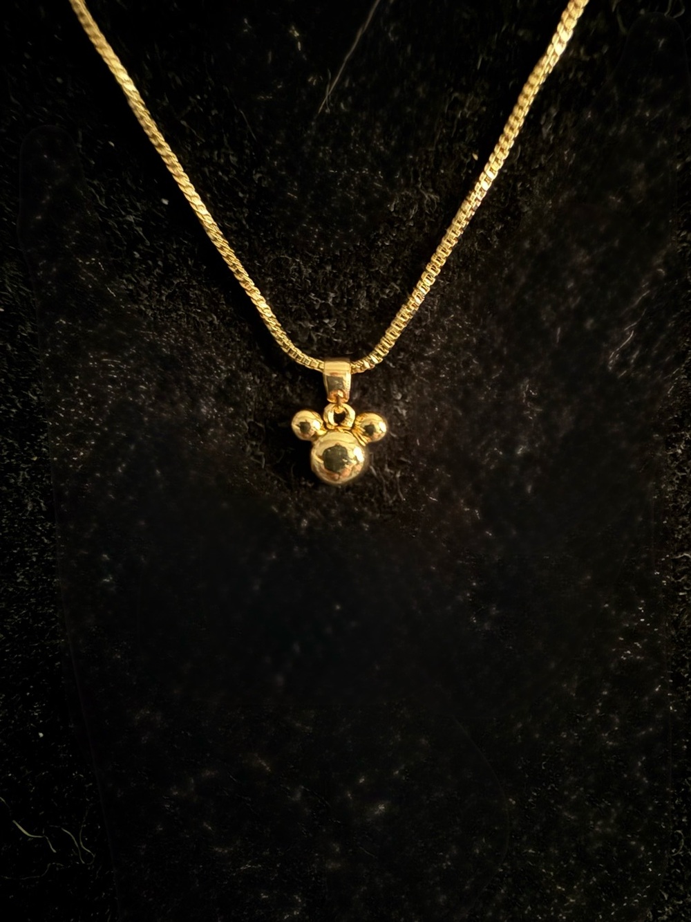 Disney Gold tone Mickey Ear Pendant Necklace -